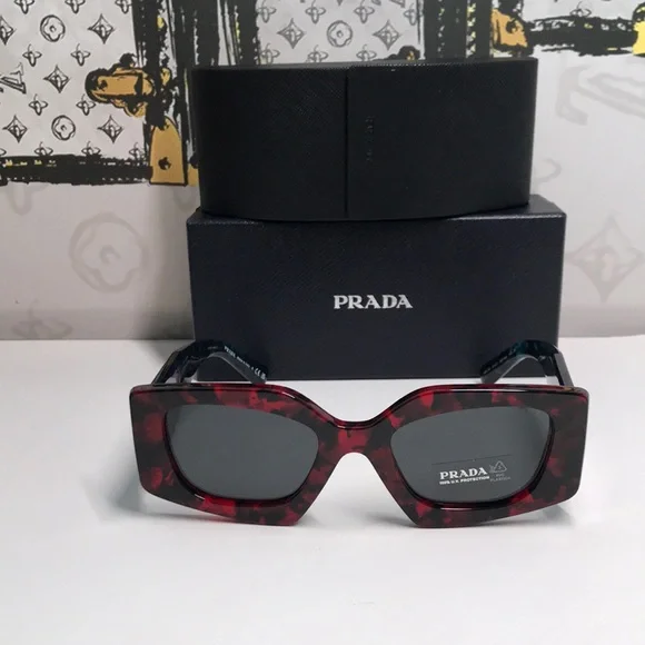 New Authentic Prada PR 15YS Sunglasses – Scarlet Tortoise with Dark Gray Lenses Prada - PR B15S Sunglasses | Specs Collective main image 4